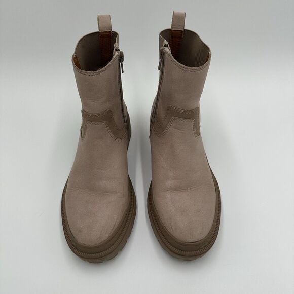 Lucky Brand Eabile Chelsea Lug Sole Ankle Boots Tan Suede Size 7.5 Y2K Chunky - Picture 4 of 11